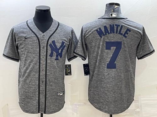 Men's New York Yankees #7 Mickey Mantle Gray Cool Base Stitched Jersey